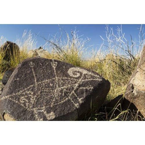 New Mexico, Three Rivers, Petroglyph on rock